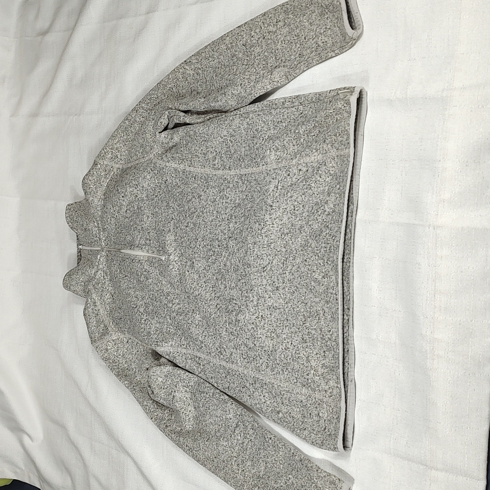 Eddie Bauer Long Sleeve Sweater Zip Up Tan Gray Cream Women Size Large